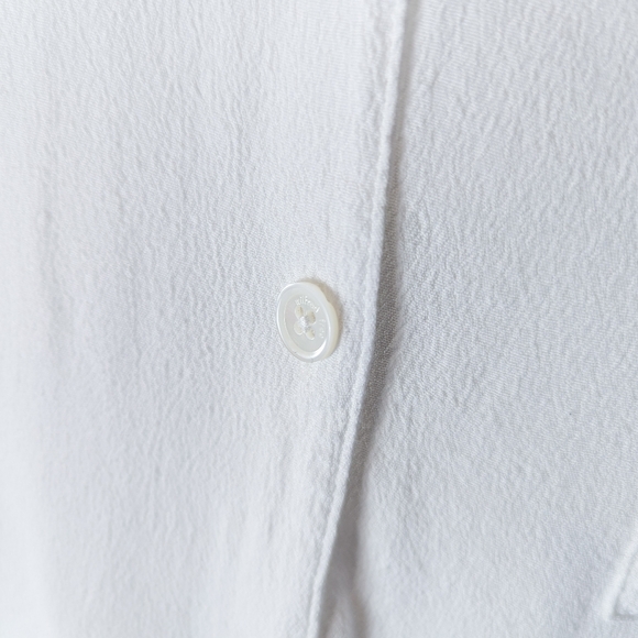 Wilfred Free Cropped Textured White Crisp Button Up Blouse Short Sleeve Pocket - Picture 4 of 7